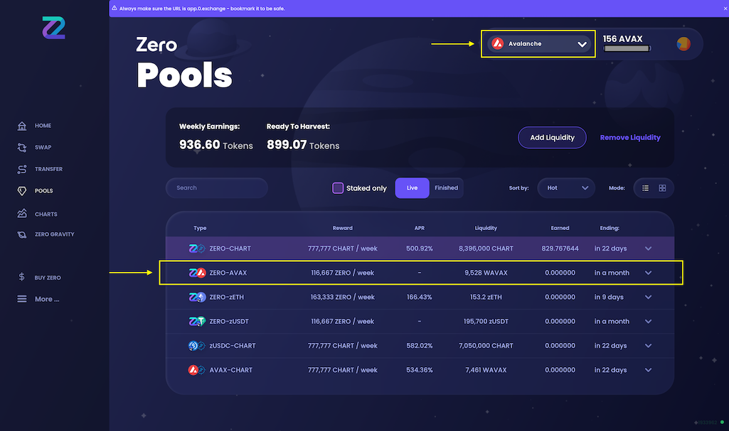 Select liquidity pool